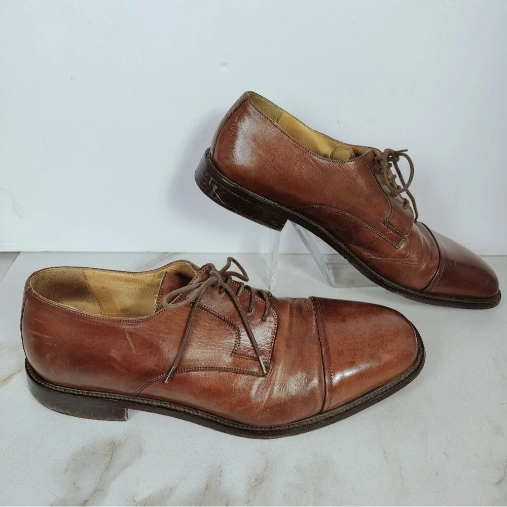 Johnston & Murphy 1Murphy Brown Leather Cap Toe Oxford Dress Shoes, 12